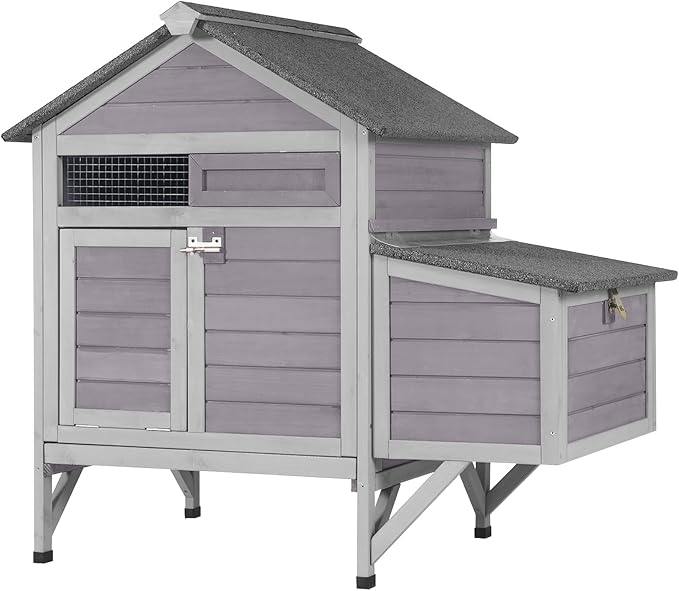 Outdoor Chicken Coop with Nesting Box, Upgrade Durable Chicken House with Leakproof Pull-on Tray and Weatherproof Roof