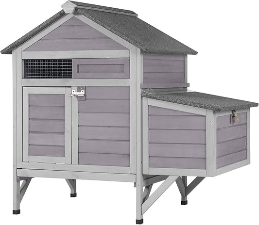 Outdoor Chicken Coop with Nesting Box, Upgrade Durable Chicken House with Leakproof Pull-on Tray and Weatherproof Roof