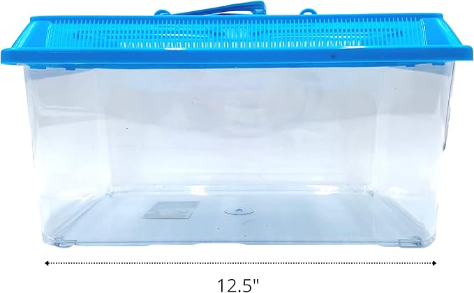 Needzo Hermit Crab Tank with Carrier Handles, Plastic Terrariums for Reptiles, Crabs, Lizards, and More, 12.5 inches