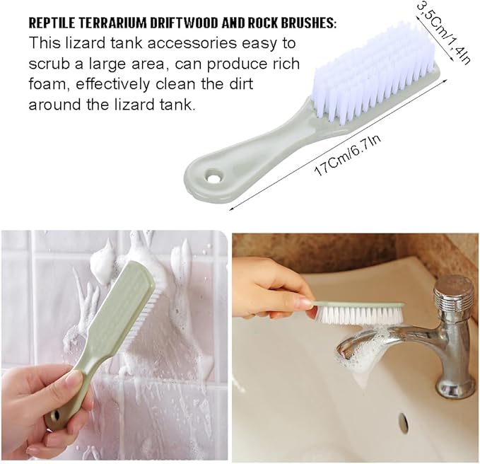 Generic Reptile Tank Cleaning Kit, Bearded Dragon & Lizard Accessories, Compact Glass Terrarium Cleaning Kit