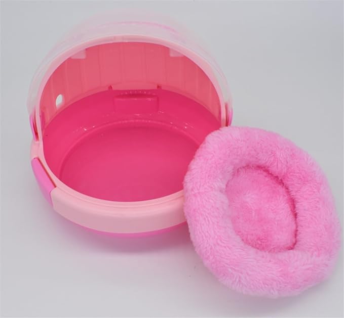 Indoor Bird Cage Bird Carrier Cage with Handle Portable Parrot Lightweight Pets Travel Suitcase Transparent Decorative Aviary(Pink)