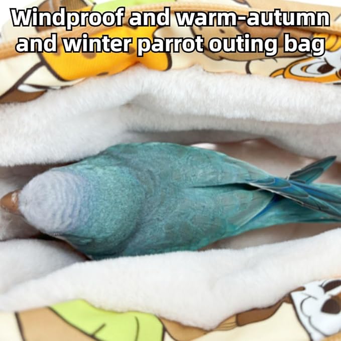 Warm Bird Carrier Bag for Winter Shoulder/Hand Bag Outdoor Portable Travel Carrier with Air Holes for Parakeets Lovebirds Conures Quarkes Caique (Blue,Large)