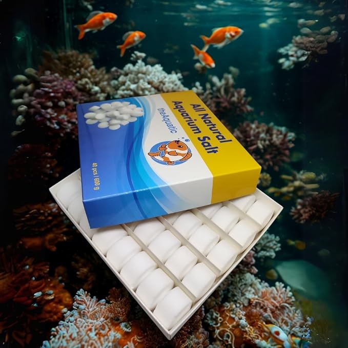 Premium Aquarium Salt, Aquarium Salt Freshwater Tablets for Aquarium Water Treatments Essential Supplies (40 Tablets)