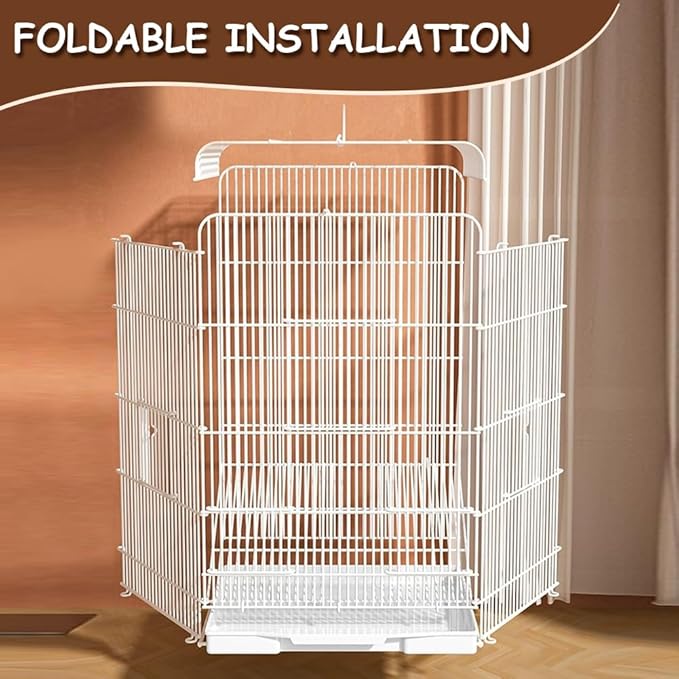 Portable Bird Travel Cage with Handle - Lightweight Parrot Carrier for Small Birds, Easy-Clean Removable Tray for Indoor/Outdoor Home Use