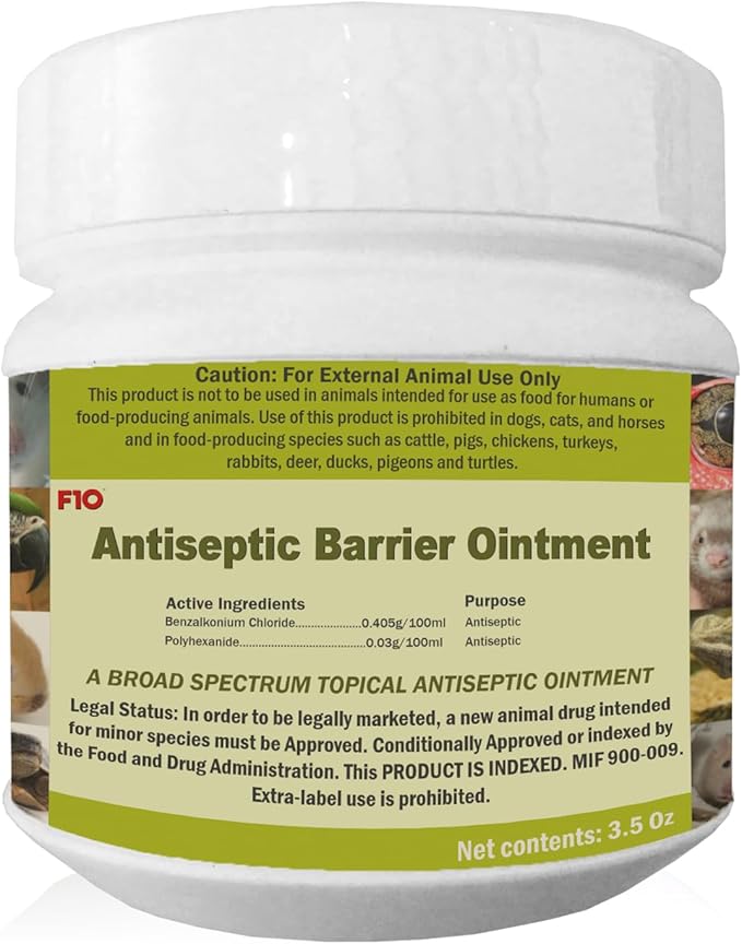 F10 Antiseptic Barrier Ointment for Reptiles, Birds, Small Animals & Exotic Animals, Wound Healing Ointment for Pet - 100g