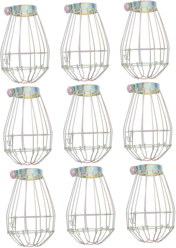 Veemoon 9pcs Vintage Lamp Bulb Guard Iron Metal Light Cages Bulb Cover Vintage Lamp Guard Replacement for Hanging Pendant Lighting Home