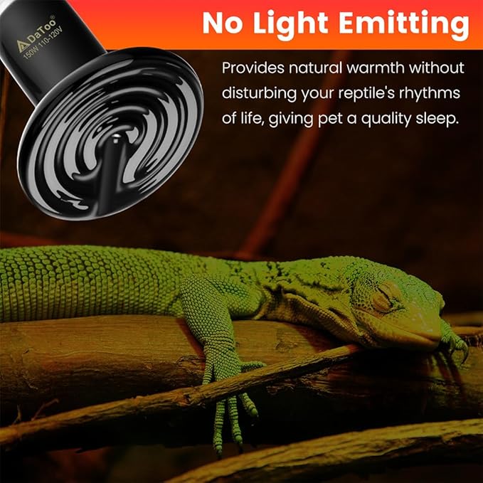 DaToo Ceramic Reptile Heat Lamp 150W Ceramic Heat Emitter E26 No Light Night Heat Bulb for Reptile Terrarium Tank Lizards Snakes Hedgehogs Turtles Cats Dogs Chicken