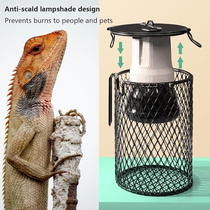 Bird Heat Lamp, Protective Reptile Heater Guard- Mesh Cage Lampshade Cover for Various Pets Including Reptiles