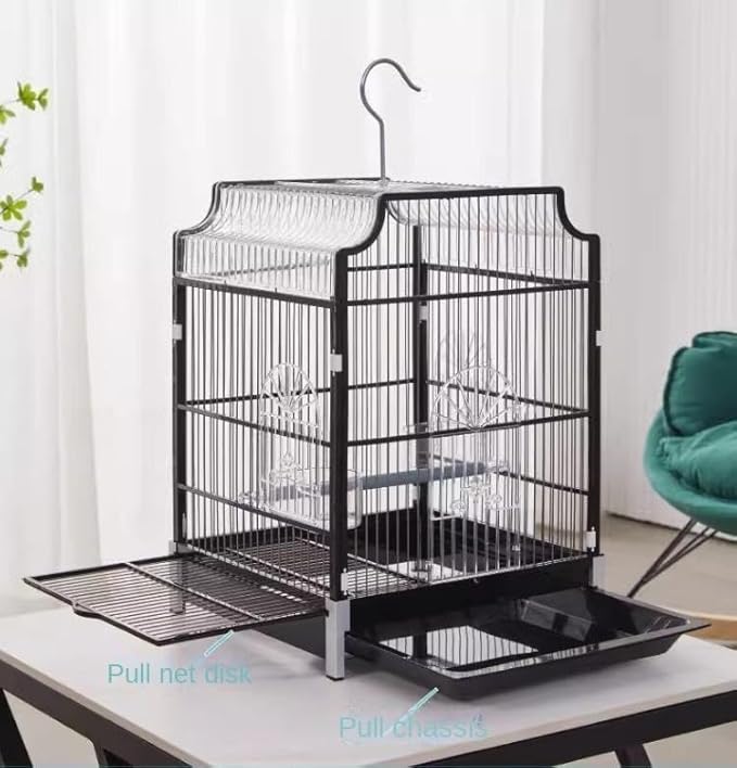 Bird Cage Decorative Bird Cage Hanging Metal Plastic Birdcages House Carrier for Birds Home Decor(H)