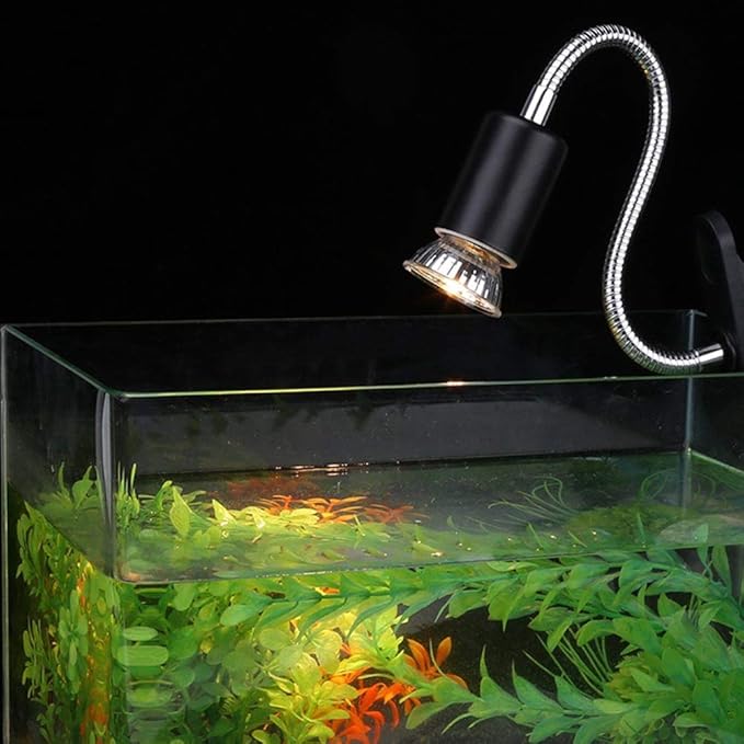GLOGLOW Reptile Lamp Holder, Rotating Reptile Lamp Holder 360 Degrees Rotating Temperature Tortoise Lizard Fish Lamps Base for Reptile