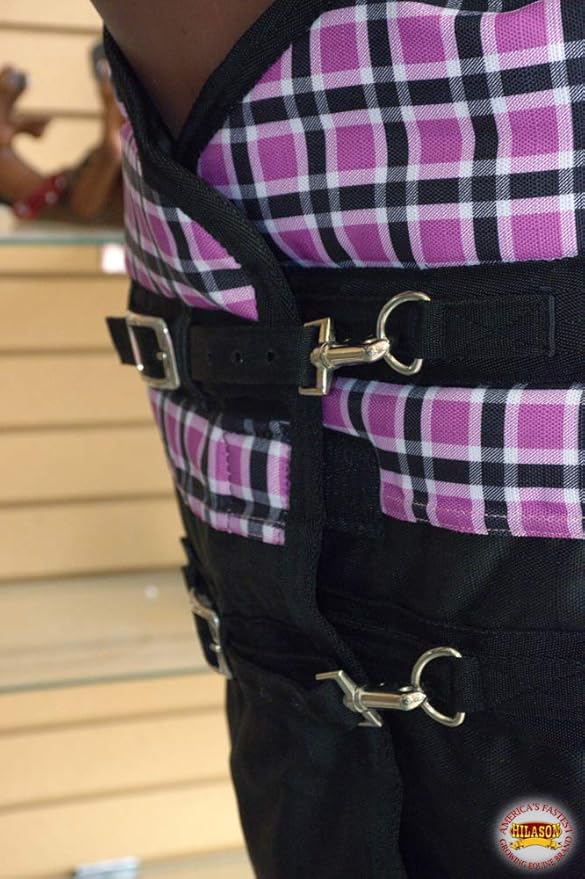 Pink Black Plaid 81 in HILASON 1200D Winter Waterproof Poly Horse Turnout Blanket Belly Wrap