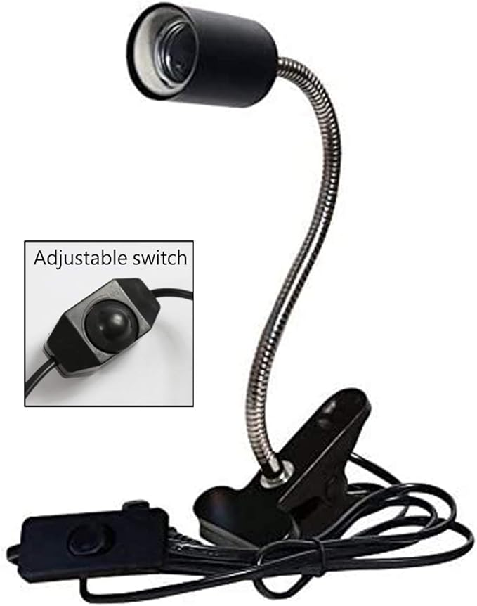 CTKcom UVA UVB Light Bulb Reptile Ceramic Heat Lamp Pet Heating Bulb Holder Clamp Lamp Fixture Heating Light Lamp For Reptiles,Aquarium Reptile Light Adjustable Habitat Lighting Stand,110V-130V(Black)