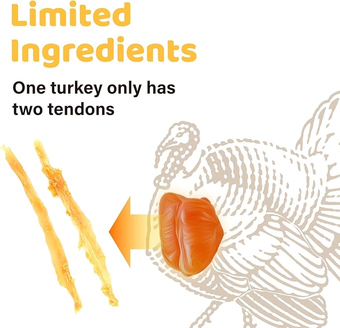 iPaw 5 Packs Value Combo Turkey Tendons for Dogs, Single Protein, Hypoallergenic, All Natural Human Grade Puppy Chew, Rawhide Alternative Dog Treats, Strip (Large)