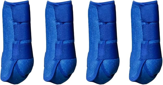Generic 4Pcs Horse Boots Leg Protectors Adjustable Comfortable Neoprene Reusable Breathable Horse Protectors Equipment Set, Blue, L