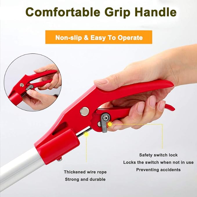 Extendable Snake Tong Reptile Grabber Rattle Snake Catcher Wide Jaw Handling Tool with Lock and Comfortable Grip(Include Snake Bag) (86 inches Extendable Snake Tong)