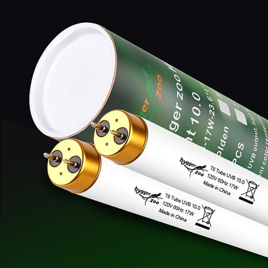 UVB Light for Reptiles Bearded Dragon, 2 Pack T8 UVB Reptile Light UVB Bulb 10.0 17W UVA UVB Reptile Light Bulb Terrarium Light Lamp Tube for Turtle Chameleon Leopard Gecko Snake Tank, 24 Inch