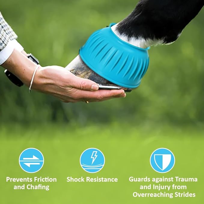 HILASON Western Horse Rubber PVC Ribbed Double Hook and Loop Bell Boots Training Protective Shock Absorbing Leg