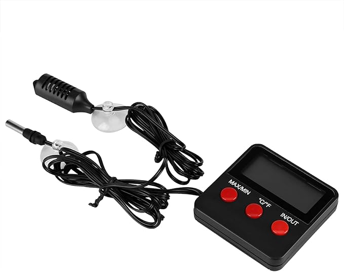 Digital Thermometer Hygrometer with Probe, Thermometer Hygrometer Reptile for Egg Incubator Pet Keeping Reptile Plant Terrarium Humidor Guitar Case