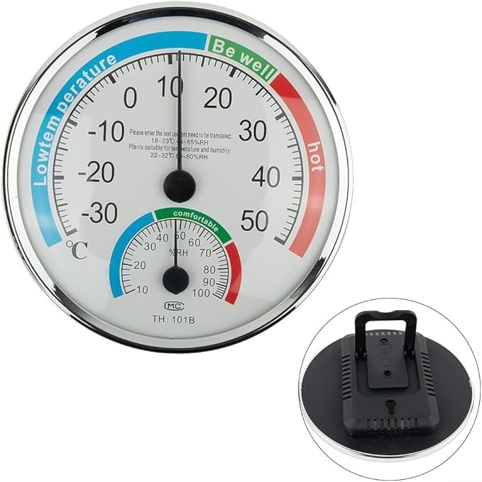 Analogue Room Climate Monitor with Temperature Humidity Gauge for Wall Mount or Stand, Indoor Use in Bathroom Sauna Nursery Bedroom Terrarium Reptile(1pcs)