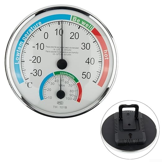 Analog Thermometer Hygrometer for Indoor Room Climate Control, Wall Mount or Stand Device with Comfort Display, No Battery Required for Home Office Greenhouse Sauna Terrarium, White(1pcs)
