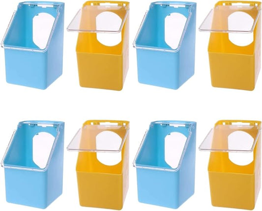 FRCOLOR Pigeon Feeders 8 Pcs Hanging Bird Feeder and Water Combo for Pigeons and Parrots Easy Clean Plastic Food Container Pet Cage Supply