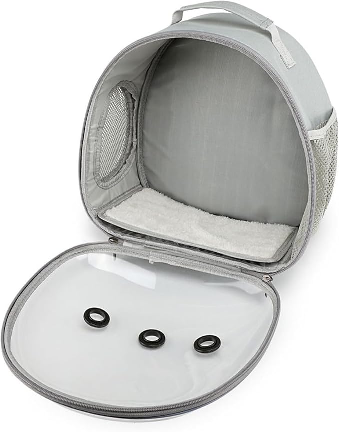 Periglo Pet Carrier Cage, Small Parrot Cage Pet Backpack, Portable Animal Carrier Travel Cage, Indoor and Outdoor Cage for Parrot, Hedgehog, Rat Parrot, Rabbit, Grey