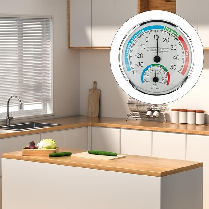 Analogue Room Climate Monitor with Temperature Humidity Gauge for Wall Mount or Stand, Indoor Use in Bathroom Sauna Nursery Bedroom Terrarium Reptile(1pcs)