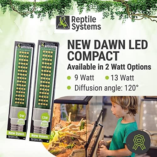 Reptile Systems New Dawn LED Compact – Balanced 6500K 9w Light for Enclosure Illumination – Compact Fixture for Terrariums & Vivariums – Enhances Clarity & Display