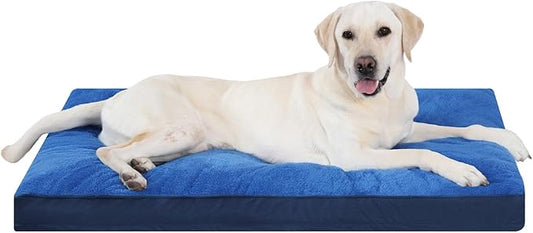 Dog Crate Bed Waterproof Deluxe Plush Dog Beds with Removable Washable Cover Anti-Slip Bottom Pet Sleeping Mattress for Large, Medium, Jumbo, Small Dogs, 41 x 27 inch, Navy