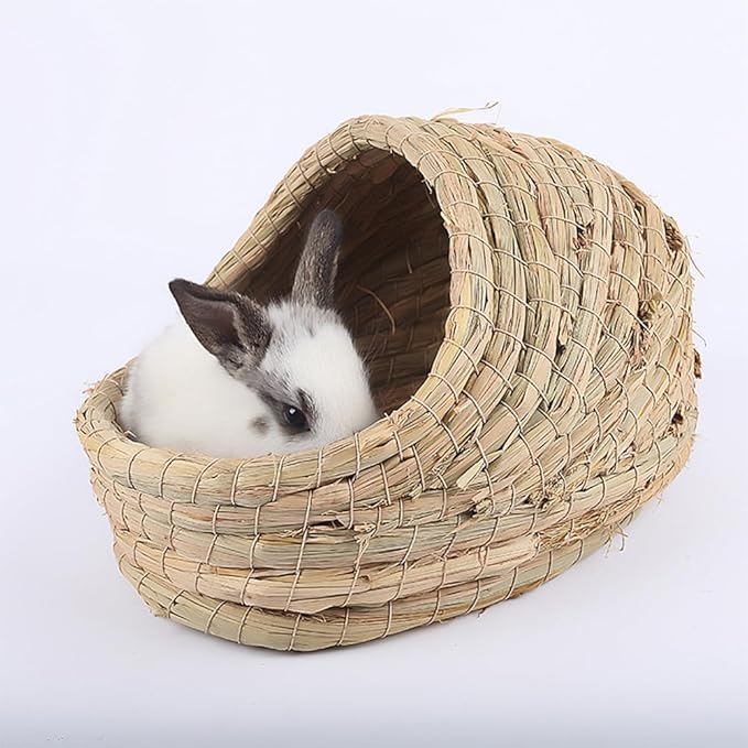 NOLITOY Rabbit Nest Rabbit Grass Bed Bedding House Bunny Grass Hamster Habitat Dwarf Hamster Cage Hamgers Mat Woven Mat Critter Cage Cava Bunny s Straw Chew
