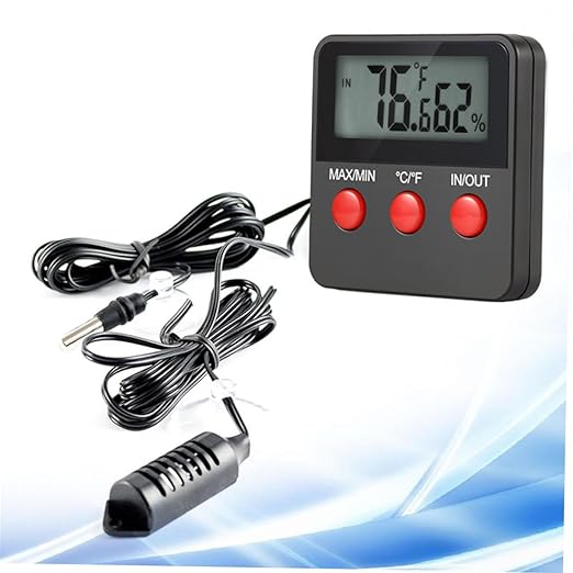 Gadpiparty Digital Temperature and Humidity Reptile Humidity Gauge Brooder Thermostat Wall Mount Celsius Display