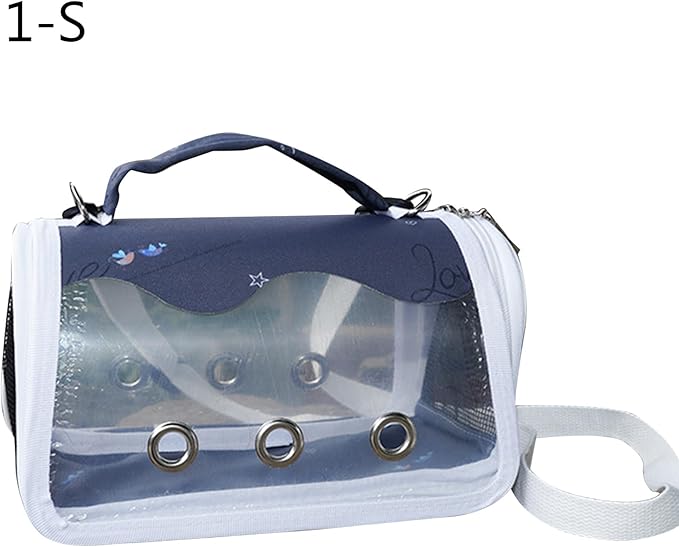 Thereisno Clear Designed Pet Carrier Bag with Feeding Cup& Perch Foldable Bird Universal Travel Out Bag Package Breathable Bag 1 Pieces Pet Carriers Bag