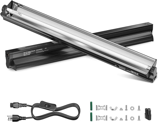 GlowUp 24W 10.0 T5 UVB Reptile Light Fixture Combo Kit 22inch Reptile Lamp Terrarium Hood 10.0 UVB Light for Bearded Dragon Reptiles Tropical Desert-Dwelling Lizards and Tortoises