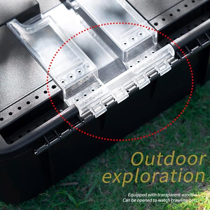 Flushbay Portable Reptile Cage Carrier Tank with Handle Reptile Transport Container Terrarium Box Habitat Cage Pet Houses for Turtle, Gecko, Bearded Dragon, Lizard, Frog, Snake, Spider