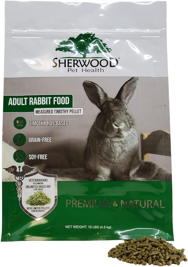 Sherwood Pet Health Adult Rabbit Food Timothy Hay Pellet 10 lbs. Hay-Based, Grain-Free, Soy-Free for Better Digestion