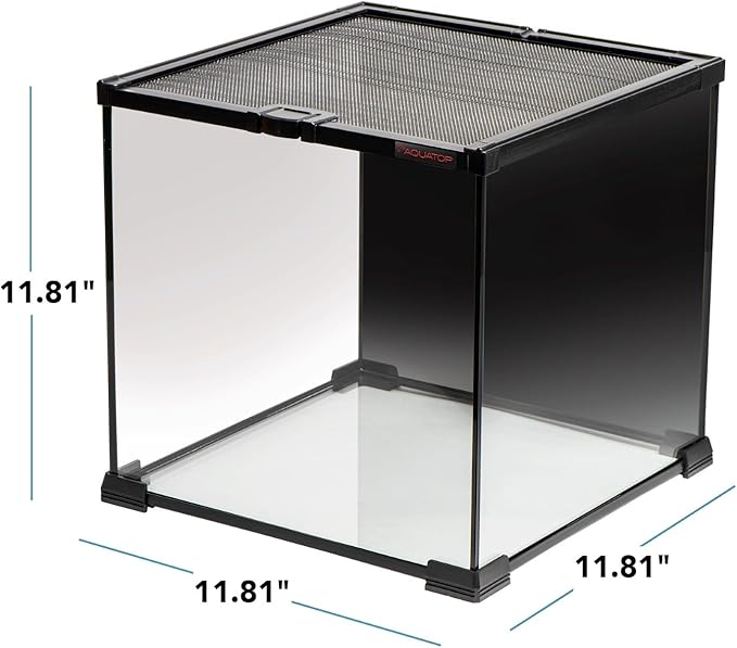 Aquatop 7.1 Gallon Cube Terrarium with Durable Mesh Top for Easy Access & Ventilation - Perfect for Reptiles & Plants, 11.8 x 11.8 x 11.8 Inches, RT-07