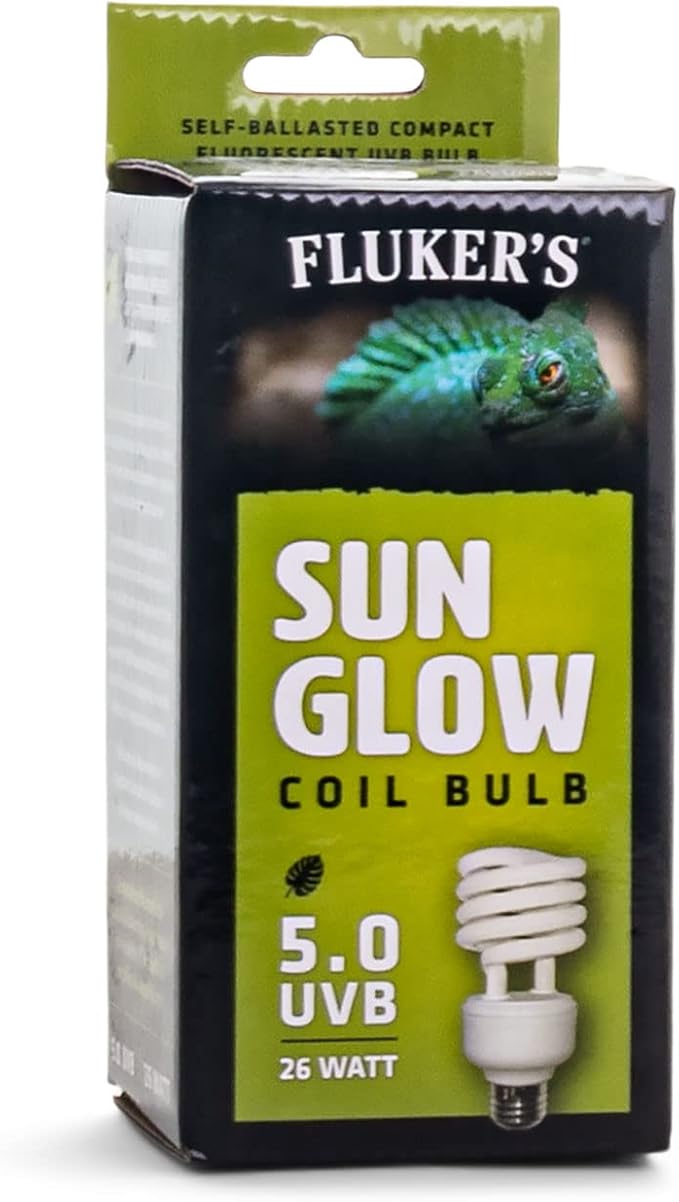 Fluker’s Sun Glow 5.0 UVB Fluorescent Coil Bulb for Tropical Reptiles, Reptile Heat Light Stimulates Natural Synthesis of Vitamin D in Captive Reptiles, 26 Watt