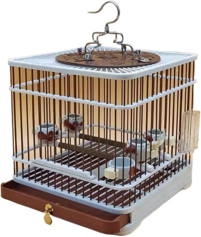 Parakeet Cage,Accessories, Vintage Bird Cage Decorative Hanging Plastic Square Birdcages House Carrier for Small Birds Small Birds(A)