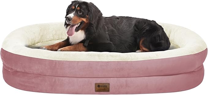 Orthopedic Jumbo Dog Bed for Extra Large Dogs, Giant Waterproof Dog Bed for Large Breed Dogs, Supportive Egg Crate Foam Pet Bed with Removable Washable Cover & Non-Slip Bottom, Pink