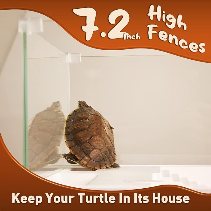 Glass Turtle Tank Tortoise Habitat Halogen (4 Bulbs Spare) UVB Heat Light Filter Pump Bio Sponge Accessories Basking Platform for Aquatic Turtles Aquarium kit Reptile Tank for Reptile Terrariums(XL)