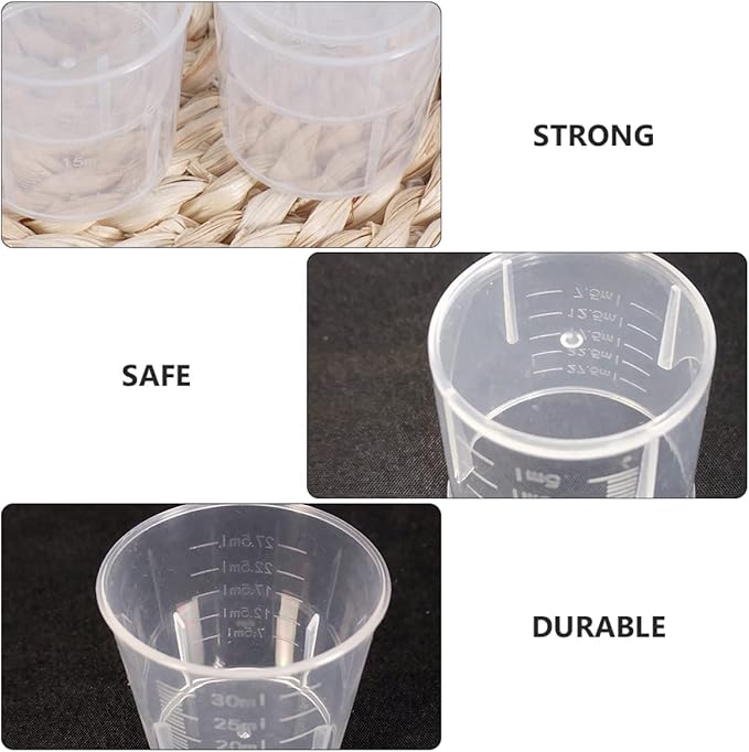 Abaodam 100Pcs Reusable Measuring Cups for Reptiles Food and Water Cups with Easy to Read Scale for Crawling Pets and Washable