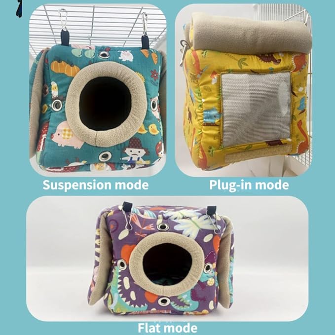 Large Winter Warm Bird Nest House, Bird Bed for Cage, Parrot Nest Snuggle Shed Hut for Four Seasons, Easy to Install for Quaker Lovebirds (Green,Large)