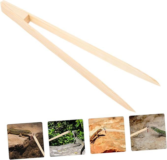Ergonomic Reptile Food Tweezer Bamboo Feeding Tongs for Terrarium Pet Accessory Clip