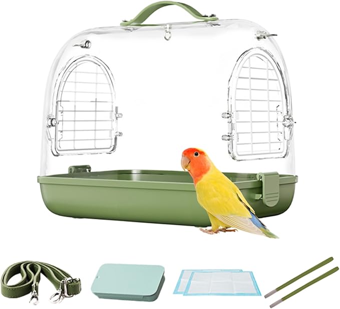Bird Carrier - Breathable Parrot Cage, Portable Transparent Pet Carrier Backpack | Removable Breathable Transport Bag, Cockatiel Travel Accessories, Small Biird Travel Carrier for Conure Parakeet