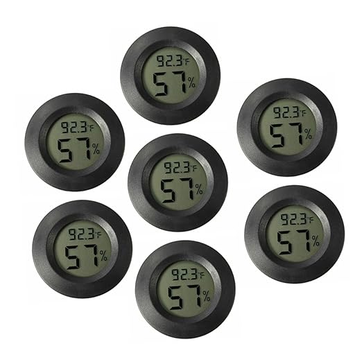 MERRYHAPY 7Pcs Mini Humidity Gauge Thermometer Digital Hygrometer for Reptiles Use Compact Temperature Monitor for Poultry Office and Home