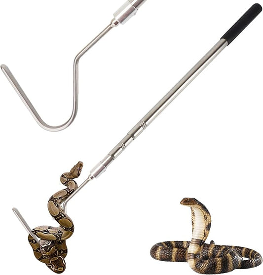 Snake Hook, Snake Grabber Tool Heavy Duty with 42 Inch Extensible Stainless Steel, Snake Tongs Stick for Rattlesnake, Copperhead Snake, Ball Python, Rattle, Cobra, Corn, Rosy Boas