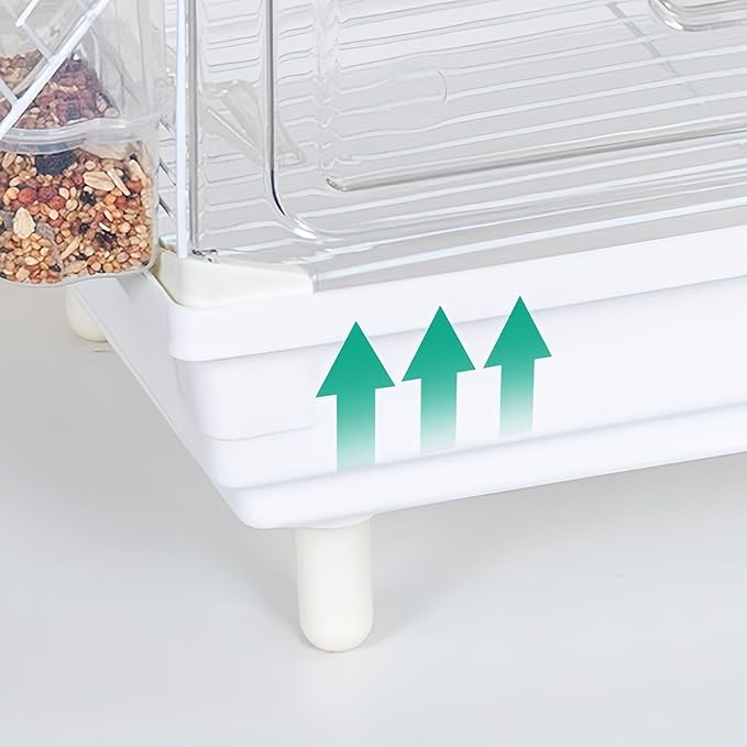 Parakeet Bird Cage, Clear Portable Cockatiel Carrier, Medium Bird with Wooden Perch, Acrylic Lightweight with Removable Tray, Pet with Travel Handle, Indoor Cage for Conures Macaws
