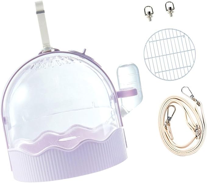 Bird Cage Small Bird Aviary Parrot Cage Flight Birdcag Bird Carrier Travel Cage Parakeet Cage with Water Bottle Shoulder Bag Cage(Pink,with Shoulder Belt)