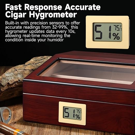 Compact 2-in-1 Humidity & Temp Monitor, ±2% Rh Hygrometer Thermometer for Greenhouses, Humidors, and Reptile Terrariums, Digital Display, 32–99% Range