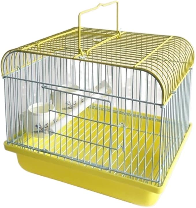 ENGENDER Bird Cage Pet Travel Cage for Birds and Small Animal Bird Carrier Wood Bird Perch with and Feeding Cup Light Breathable Cage Parakeet Cage(B)